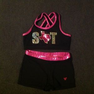 Spirit of Texas sports bra with matching shorts